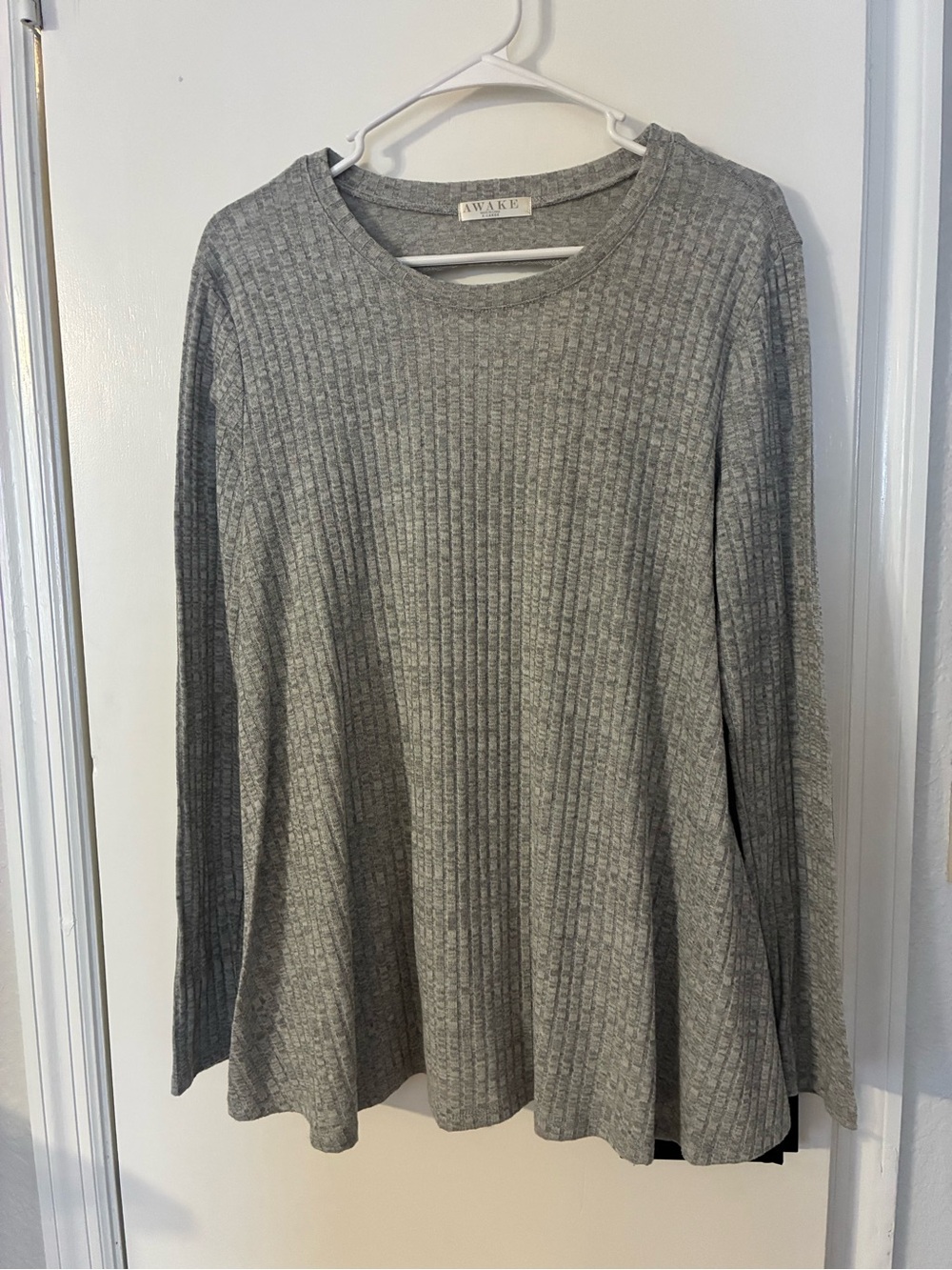 Awake Ribbed Knit Lightweight Long-Sleeve Sweater